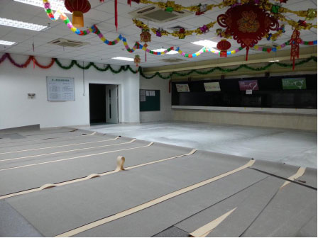 廣汽豐田食堂地面防滑改造—膠地板鋪設